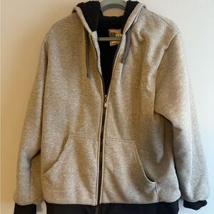 Gray Zip-Up Sweatshirt - Heavy fleece lining